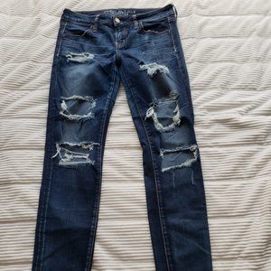 American Eagle Superlow Jegging Super Stretch Distressed Jean – Size 10 Reg